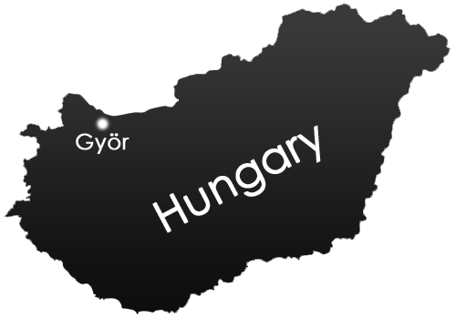 Map with location of Györ in Hungary